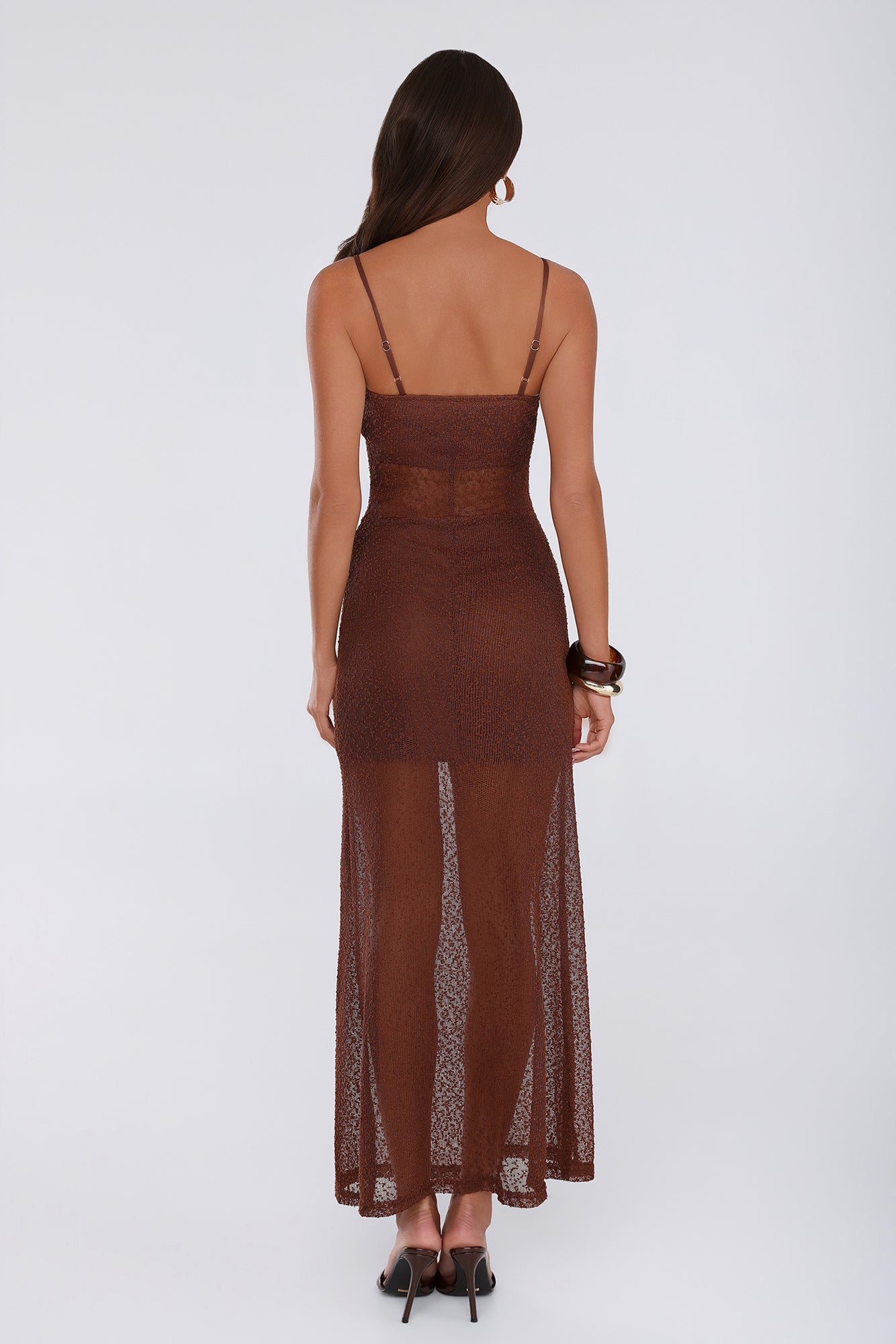 Chic Society Knit Maxi Dress Brown