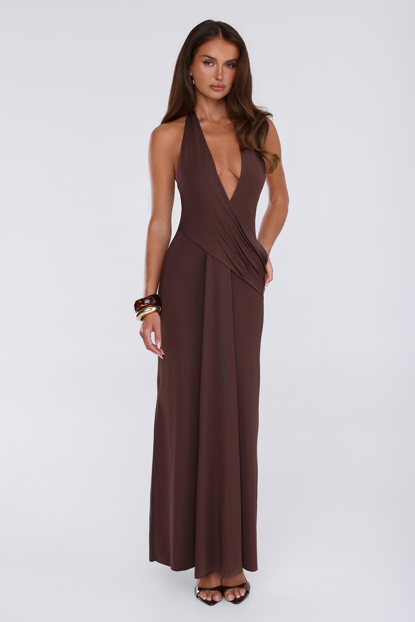 The Perfect Excuse Halter Maxi Dress Brown
