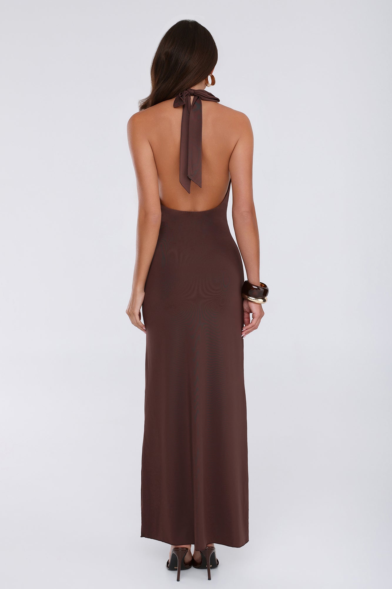 The Perfect Excuse Halter Maxi Dress Brown