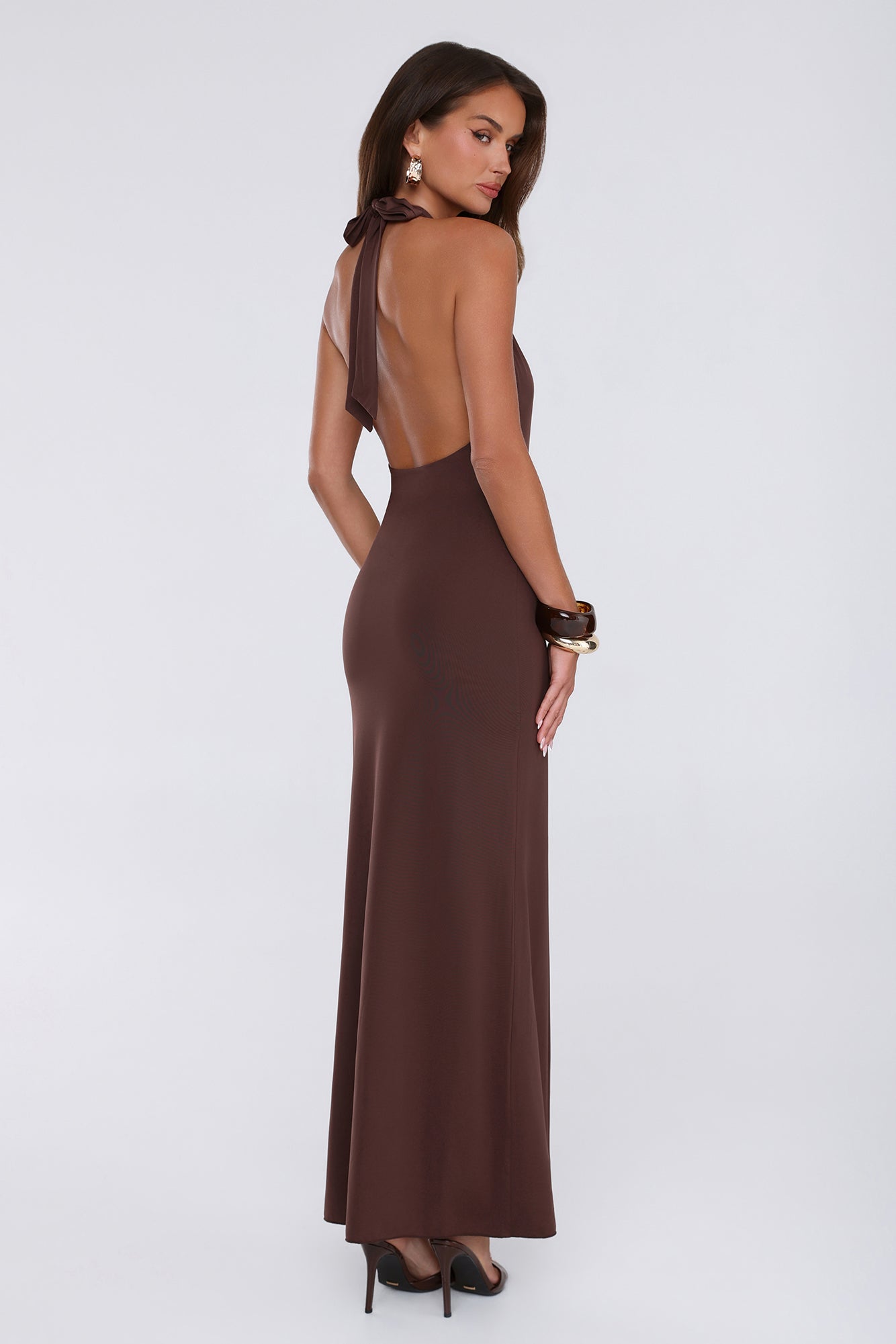 The Perfect Excuse Halter Maxi Dress Brown
