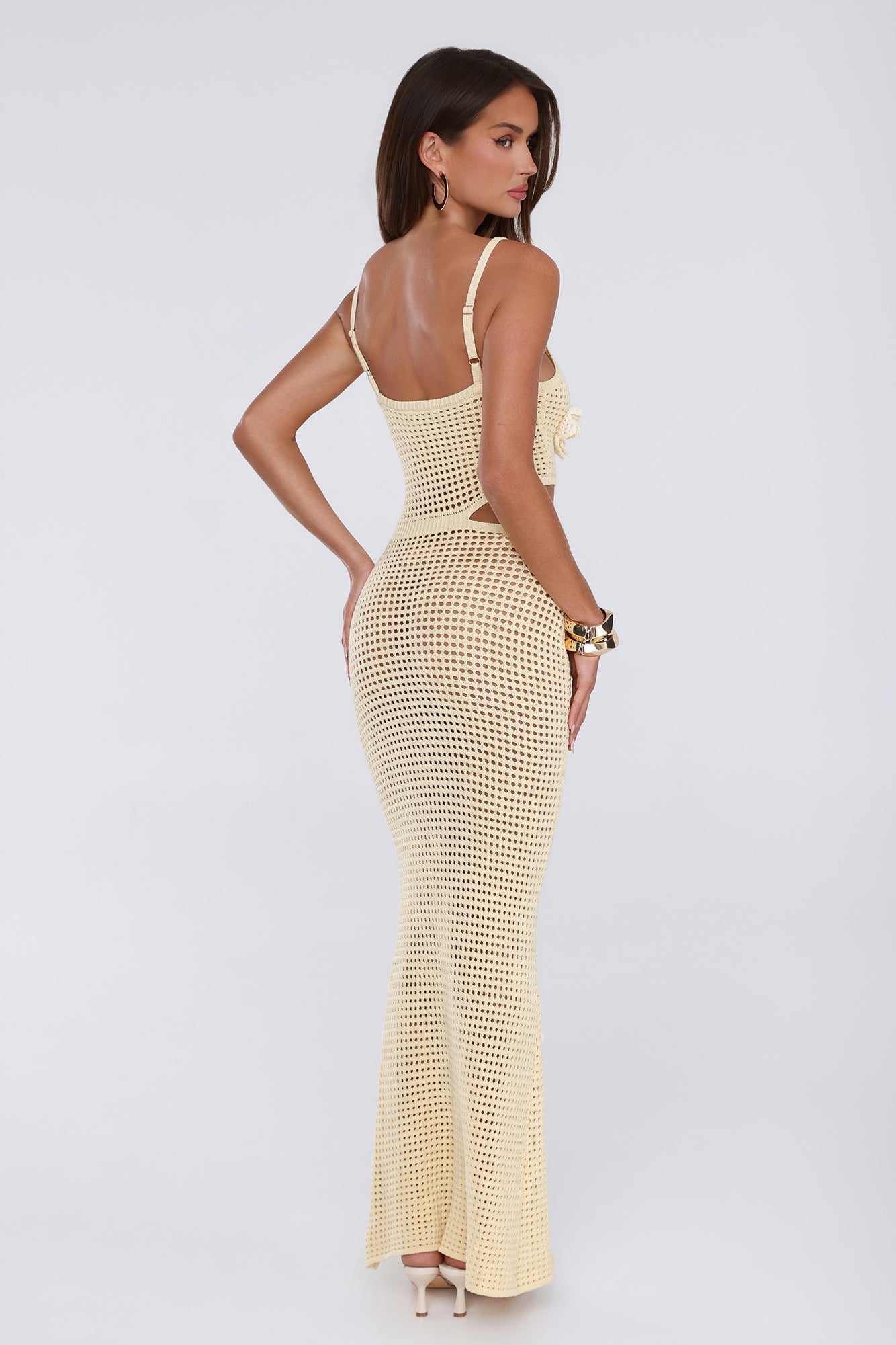 Nights On Island Knit Maxi Dress Yellow