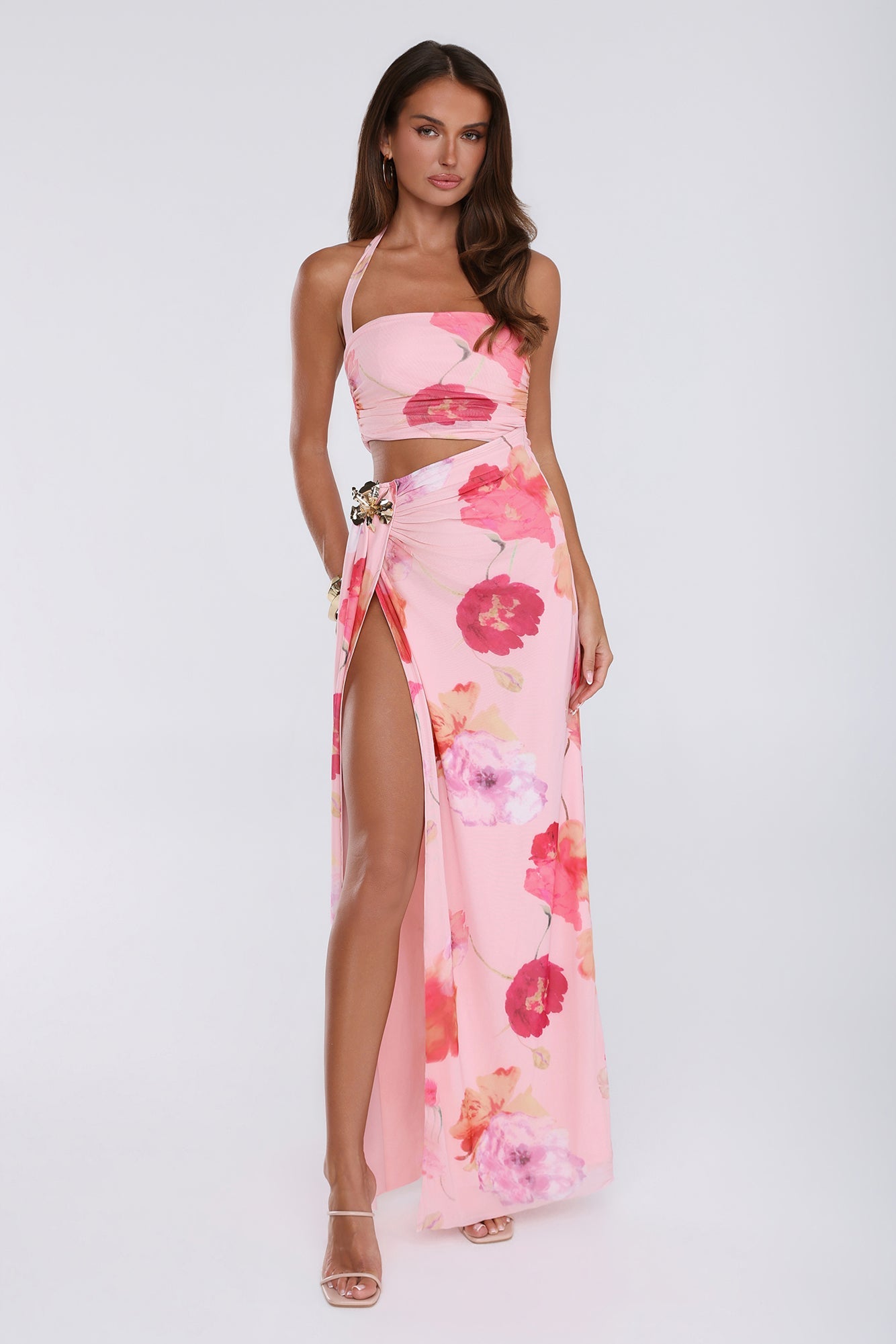 Sunrise To Spotlight Halter Maxi Dress Pink
