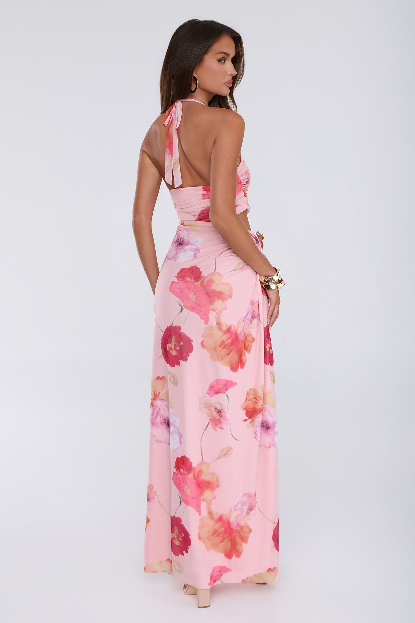 Sunrise To Spotlight Halter Maxi Dress Pink