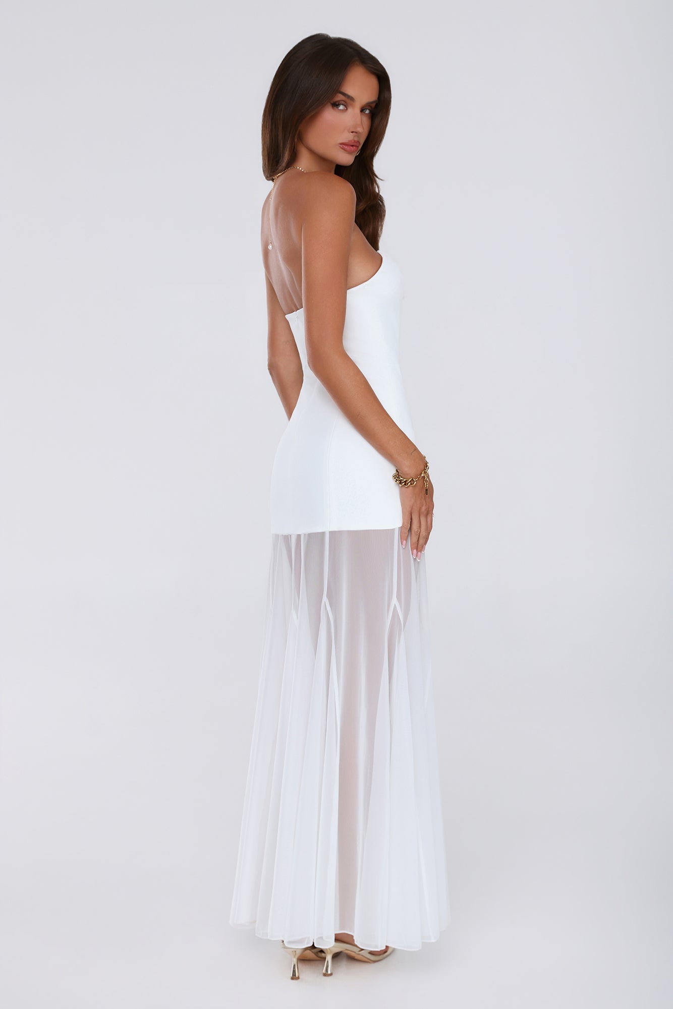Dewkissed Bloom Strapless Maxi Dress White