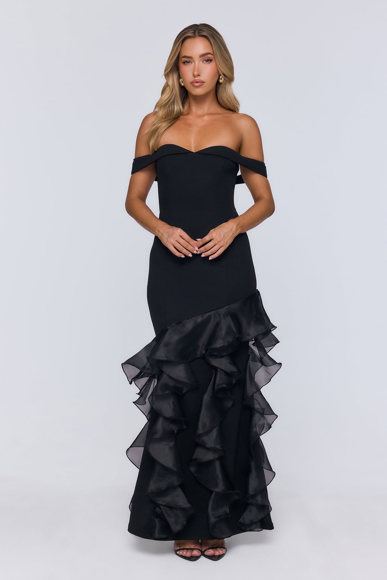Night Of Fashion Off Shoulder Maxi Dress Black
