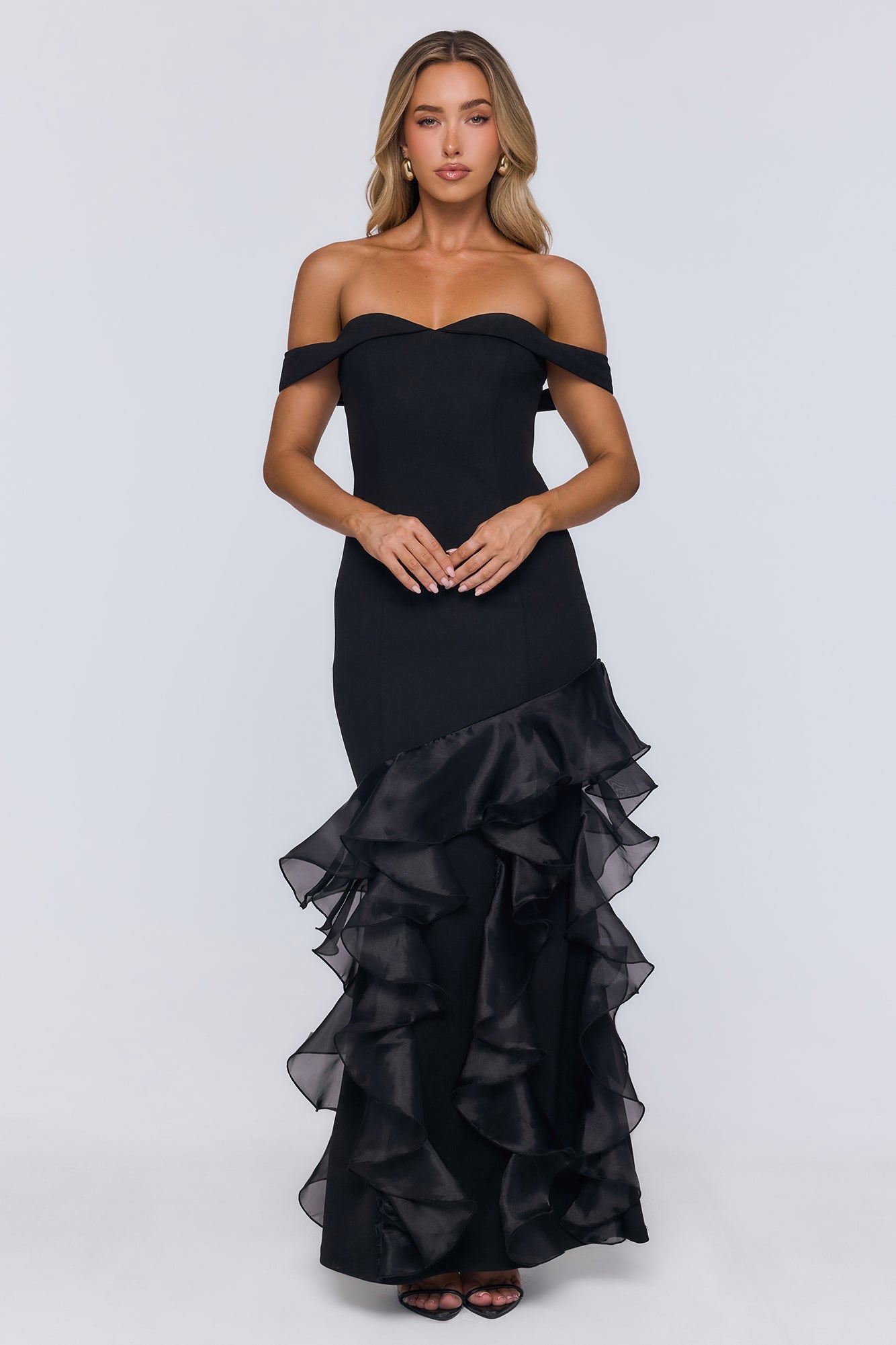 Night Of Fashion Off Shoulder Maxi Dress Black