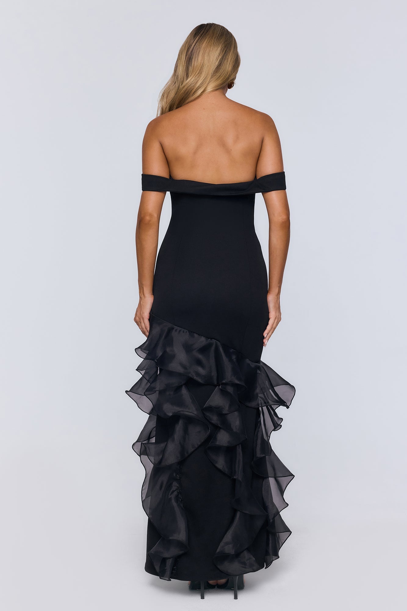 Night Of Fashion Off Shoulder Maxi Dress Black