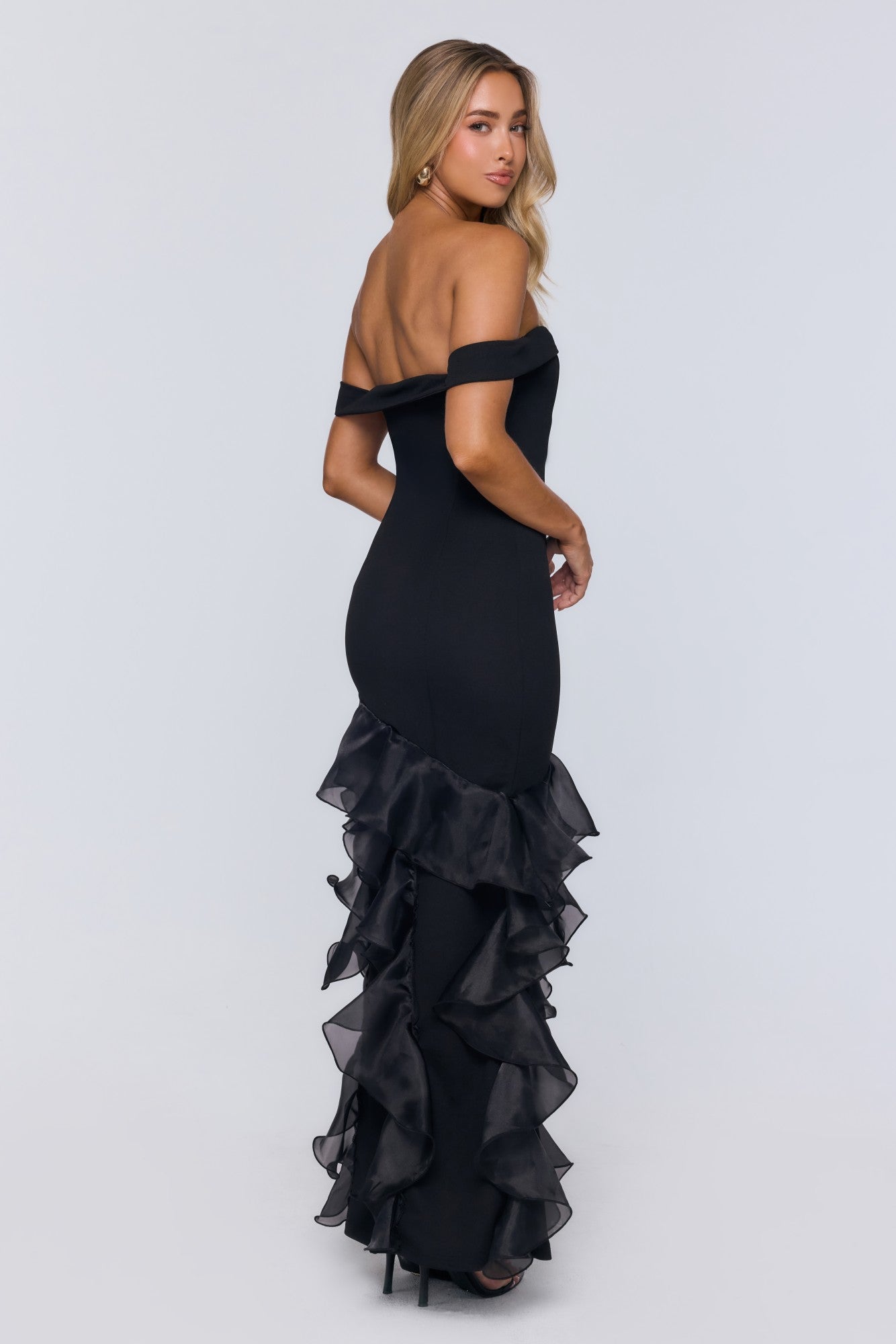 Night Of Fashion Off Shoulder Maxi Dress Black