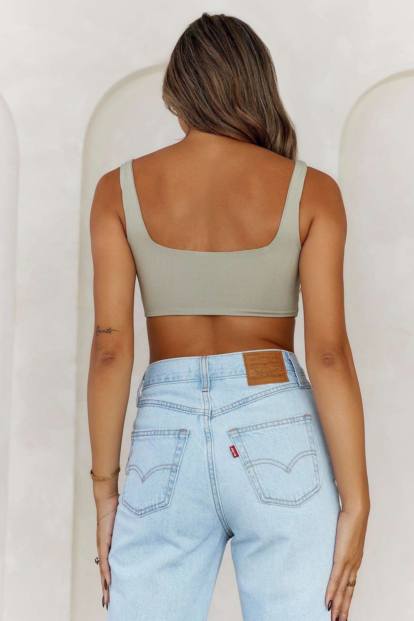 BASE  Style Essential Crop Top Sage