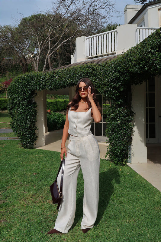 Dressed In Detail Tweed Pants Beige