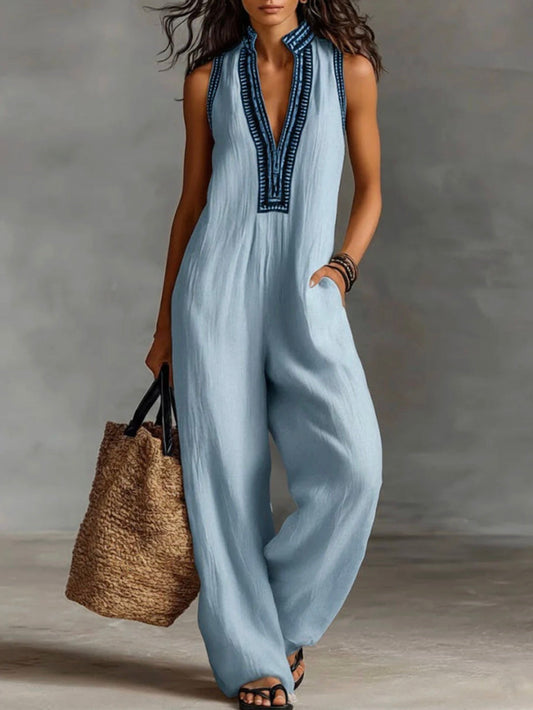 Fiamma  | Sleeveless jumpsuit with high collar