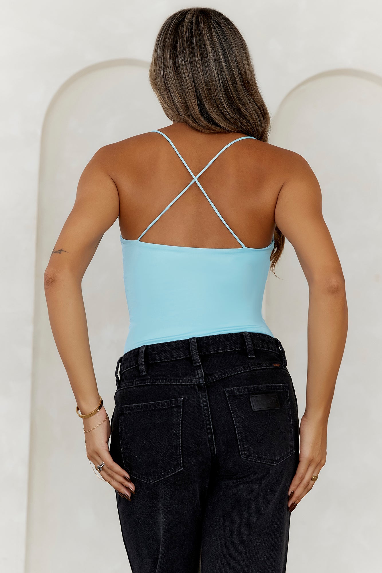 HELLO MOLLY BASE Day To Night Longline Top Baby Blue