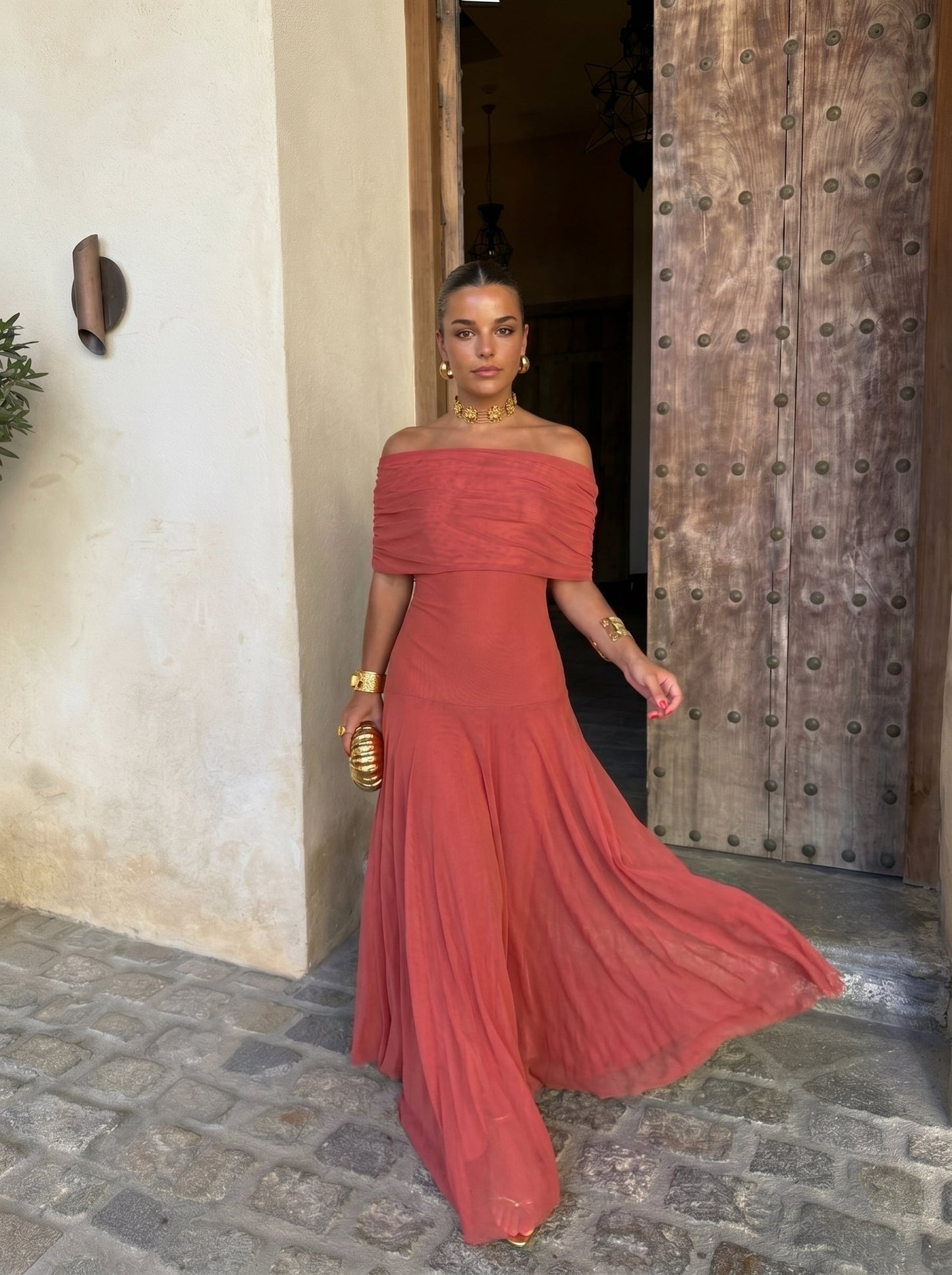 Callie - One Shoulder Mesh Maxi Dress