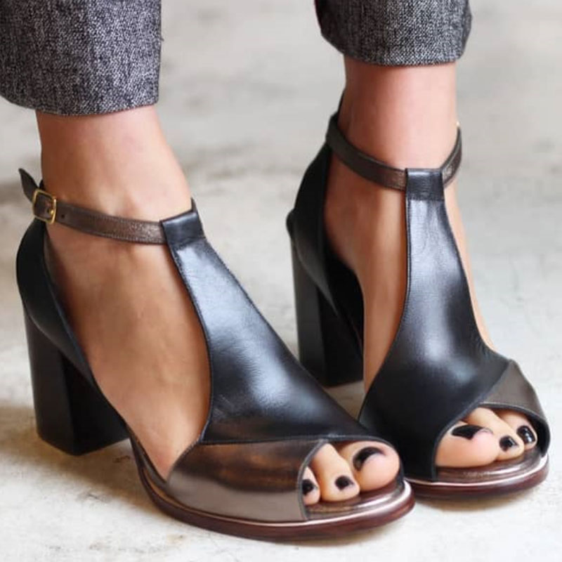 Dagny™ - Patchwork heels with block heel