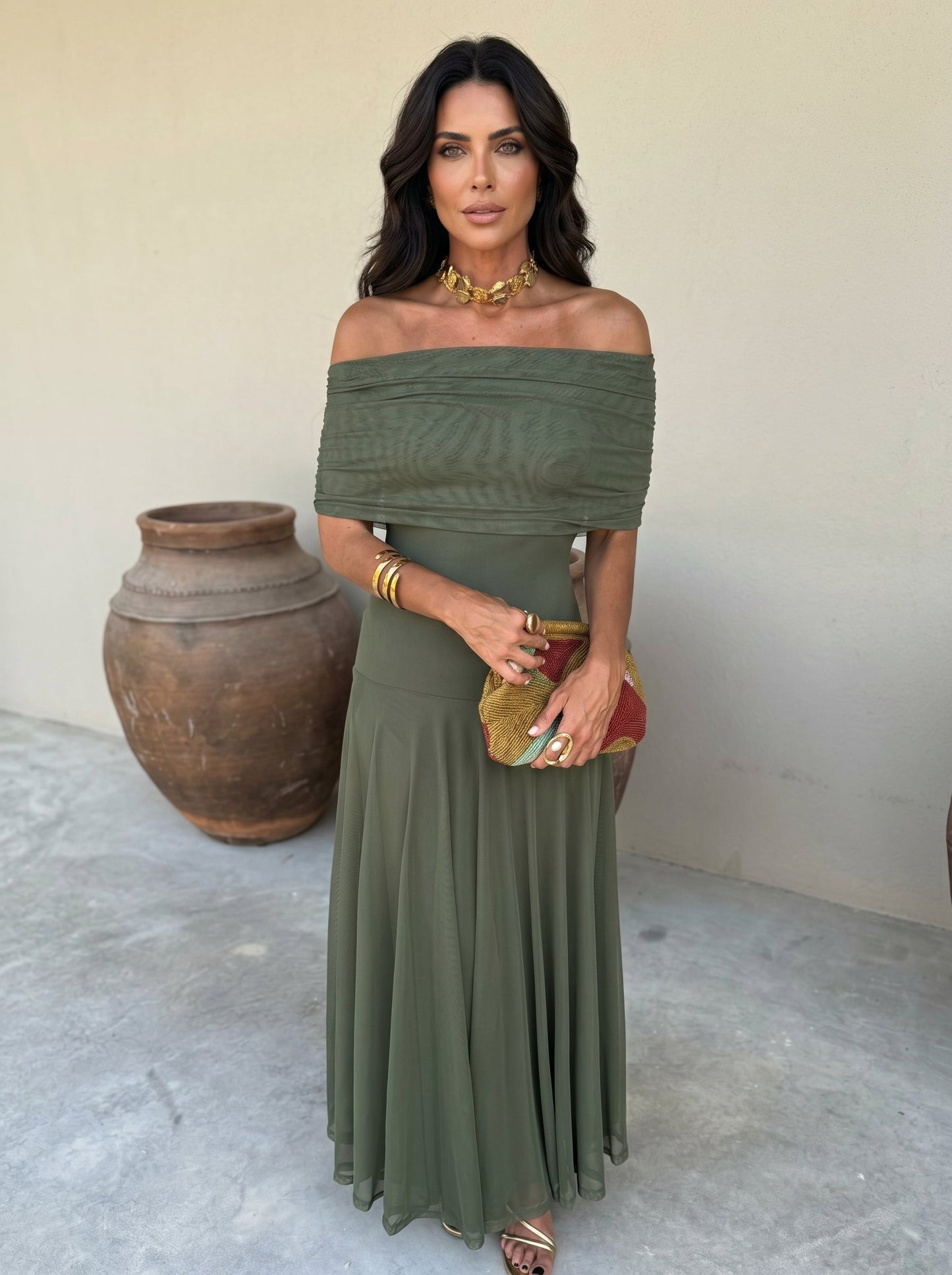 Callie - One Shoulder Mesh Maxi Dress